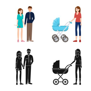 Karakter ve avatar işareti vektör tasarımı. Hisse senedi için karakter ve portre vektör simge topluluğu.