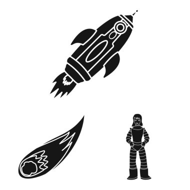 Kolonizasyon ve gökyüzü logosu vektör tasarımı. Web için kolonizasyon ve galaksi stok sembolü seti.