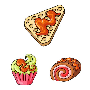 Tatlı ve tatlı simge vektör tasarımı. Web için tatlı ve gıda hisse senedi simgesi kümesi.