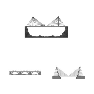 Tasarım ve yapı simgesinin vektör tasarımı. Web için tasarım ve köprü stok sembolü koleksiyonu.