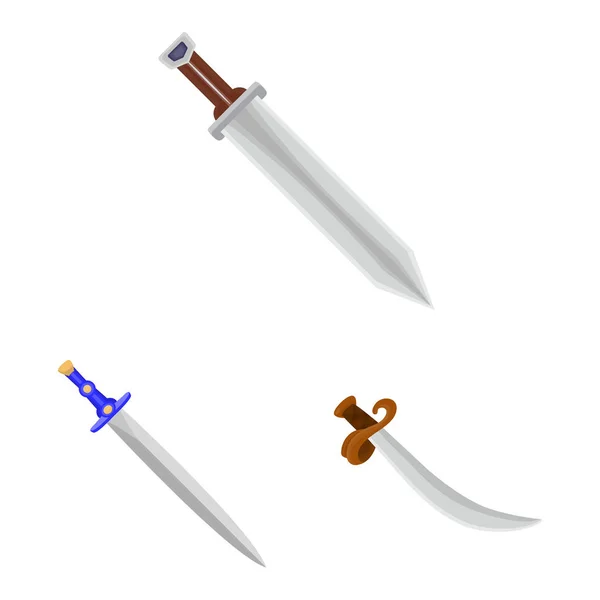 Isolated object of sword and dagger logo. Collection of sword and weapon vector icon for stock. — Stock Vector