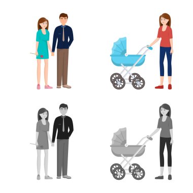 Karakter ve avatar simge yalıtılmış nesne. Hisse senedi için karakter ve portre vektör simge kümesi.