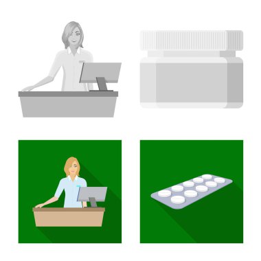 Perakende ve sağlık sembol vektör çizimi. Hisse senedi için perakende ve sağlık vektör simge kümesi.