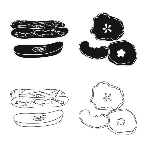 Illustrazione vettoriale del cibo e del segno grezzo. Set di icone vettoriali cibo e natura per stock . — Vettoriale Stock