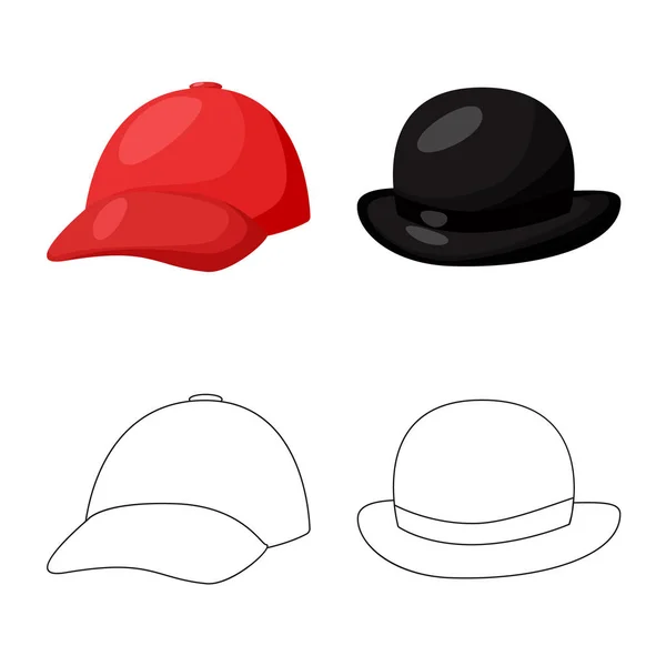 Illustration vectorielle des vêtements et du logo du bonnet. Ensemble de vêtements et icône vectorielle béret pour stock . — Image vectorielle