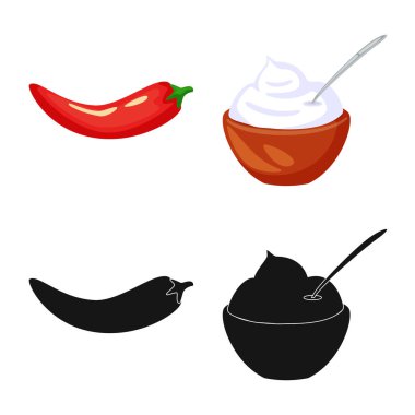 Tat ve ürün işareti vektör tasarımı. Zevkli ve hisse senedi için pişirme vektör simgesi ayarla.