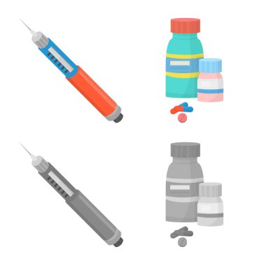 Diyet ve tedavi simge vektör tasarımı. Hisse senedi için diyet ve tıp vektör simge topluluğu.