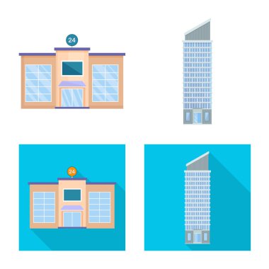 Belediye vektör çizim ve merkezi sembolü. Belediye kümesi ve hisse senedi için emlak vektör simgesi.