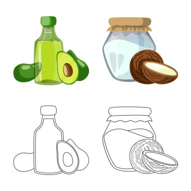 Sağlıklı ve sebze logosu yalıtılmış nesne. Tarım hisse senedi vektör çizim ve sağlıklı kümesi.