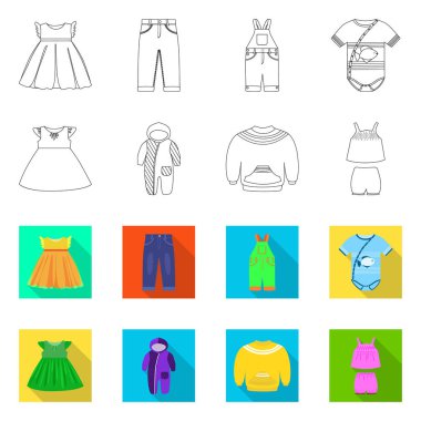 Moda ve giysi logo vektör Illustration. Hisse senedi için moda ve pamuk vektör simge kümesi.