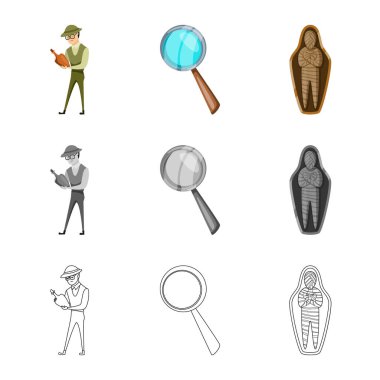 Hikaye ve öğeler logo vektör tasarımı. Web için hikaye ve öznitelikleri hisse senedi simgesi kümesi.