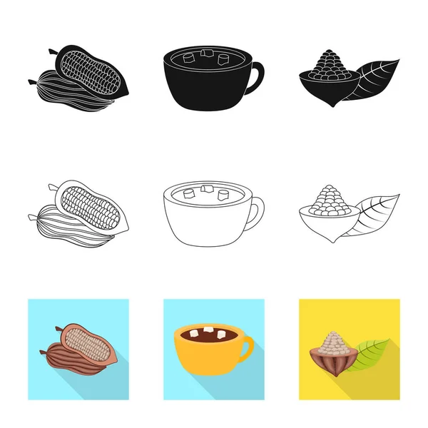 Vektorové ilustrace a mňam ikonu. Sbírka potravin a hnědé vektorové ilustrace. — Stockový vektor