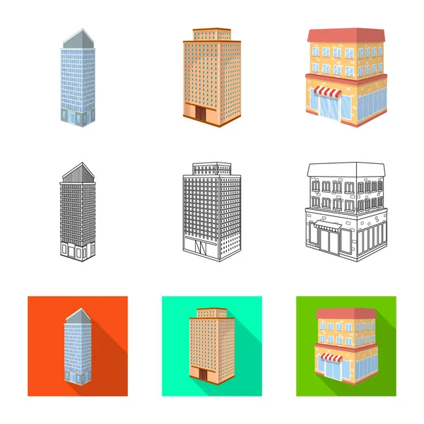 Design vettoriale della costruzione e simbolo dell'edificio. Serie di costruzione e stock immobiliare illustrazione vettoriale . — Vettoriale Stock
