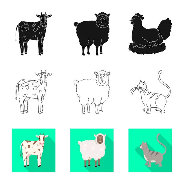 Conception vectorielle de l'élevage et logo de la cuisine. Collection de symboles d'élevage et de stock biologique pour la toile . — Image vectorielle