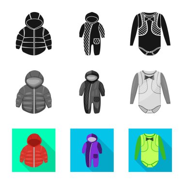 Moda ve giysi logo vektör Illustration. Web için moda ve pamuk hisse senedi simgesi kümesi.