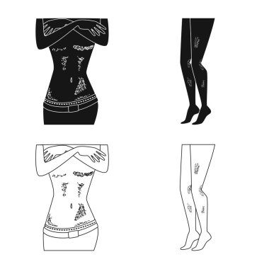 Tıp vektör çizim ve ağrı logosu. Sağlık ve hastalık hisse senedi simgesi web için kümesi.