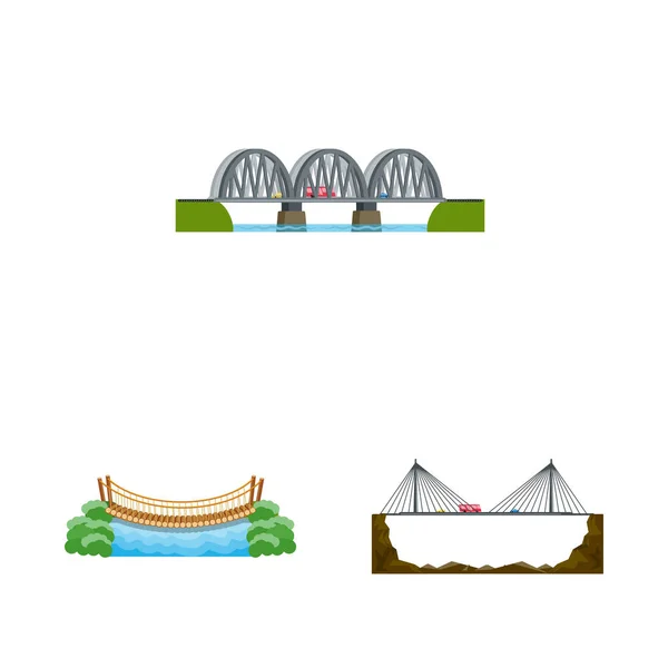 Vector illustratie van bruggen en Bridge logo. Verzameling van bruggen en Landmark Stock symbool voor web. — Stockvector