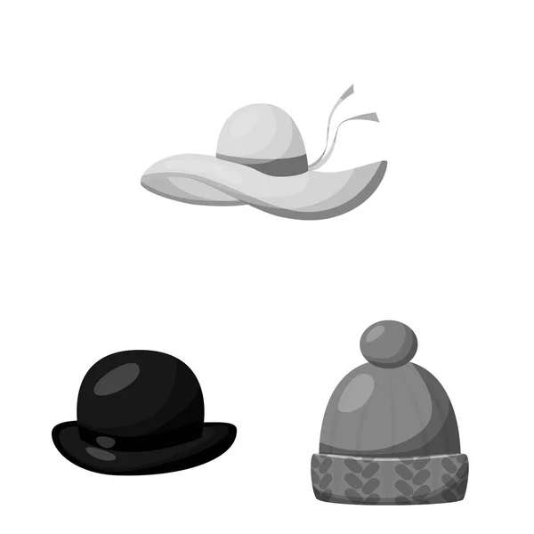 Diseño vectorial del sombrero y el icono del casco. Colección de sombrero y la profesión símbolo de stock para la web . — Archivo Imágenes Vectoriales