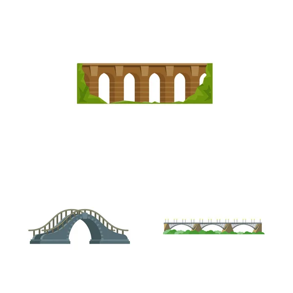 Ilustración vectorial de puente y logotipo del puente. Conjunto de puente y símbolo de stock de referencia para la web . — Vector de stock