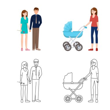 Karakter ve avatar simge vektör tasarımı. Hisse senedi için karakter ve portre vektör simge topluluğu.