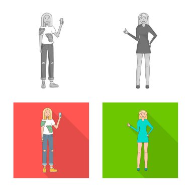 Duruş ve ruh hali işareti vektör tasarımı. Duruş ve kadın hisse senedi vektör çizim.
