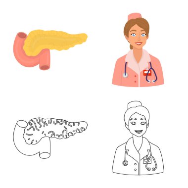 Diyet ve tedavi simge vektör Illustration. Web için diyet ve ilaç hisse senedi simgesi kümesi.