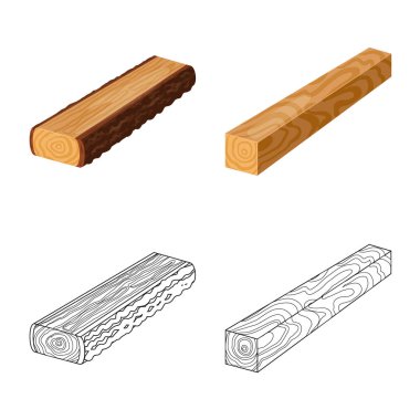 Ağaç ve ham simge vektör çizimi. Hisse senedi için ağaç ve inşaat vektör simge kümesi.