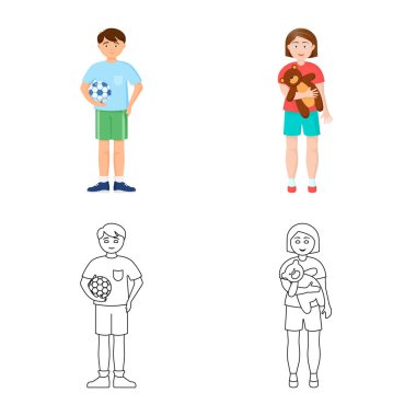 Karakter ve avatar logo yalıtılmış nesne. Hisse senedi için karakter ve portre vektör simge topluluğu.