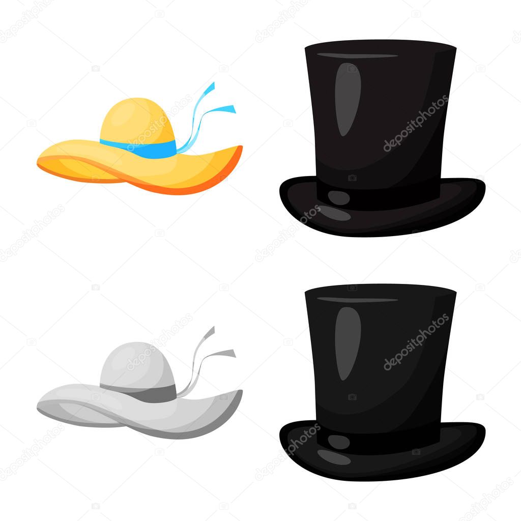 Isolated object of clothing and cap symbol. Collection of clothing and beret stock symbol for web.