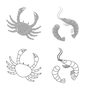 Taze ve restoran simge vektör Illustration. Web için taze ve deniz hisse senedi simgesi kümesi.