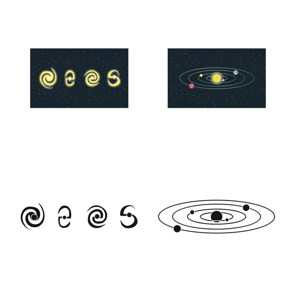 Векторная иллюстрация астрономии и логотипа технологии. Набор символов астрономии и неба для веб . — стоковый вектор
