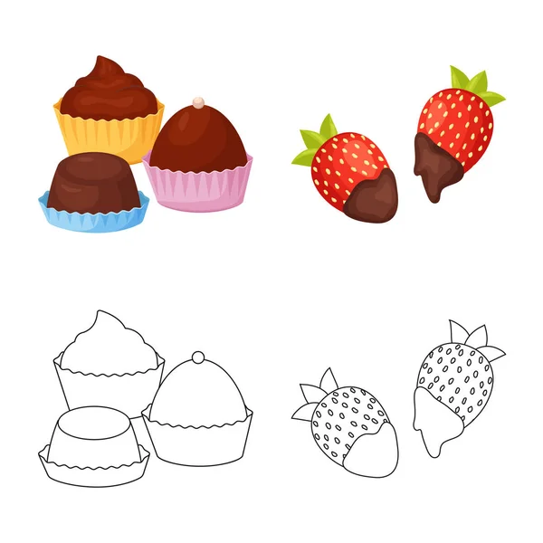 Isolerade objekt för mat och smaskiga ikon. Uppsättning av mat och bruna lager vektorillustration. — Stock vektor