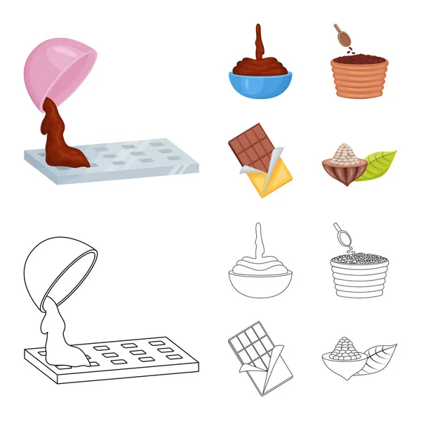 Geïsoleerde object van voedsel en lekker pictogram. Collectie van voedsel en bruine voorraad vectorillustratie. — Stockvector