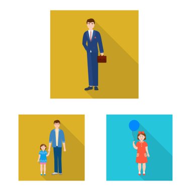 Yalıtılmış nesne oluşturma ve mutlu logosu. Üretimi ve hisse senedi için avatar vektör simge kümesi.