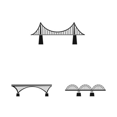Yapı ve yan simge vektör tasarımı. Hisse senedi için yapı ve köprü vektör simge kümesi.