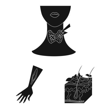 Sağlık ve tıbbi logo izole nesne. Web için sağlık ve dermatoloji stok sembolü koleksiyonu.