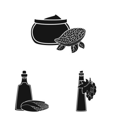 Petrol ve tarım simgesi vektör tasarımı. Yağ ve cam stok vektör illüstrasyon seti.