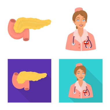 Diyet ve tedavi işareti vektör Illustration. Diyet ve ilaç hisse senedi simgesi için web topluluğu.