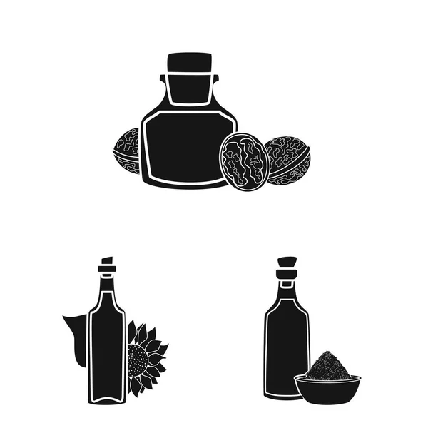 Illustrazione vettoriale del simbolo di petrolio e agricoltura. Set di olio e vetro stock simbolo per il web . — Vettoriale Stock