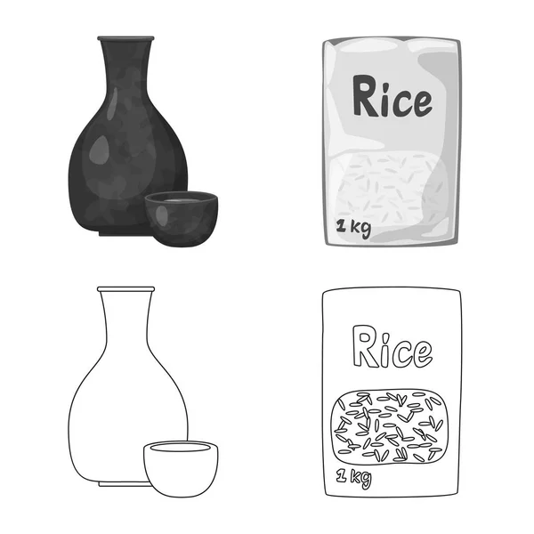 Diseño vectorial de cultivos e icono ecológico. Conjunto de símbolo de cosecha y caldo de cocina para web . — Vector de stock