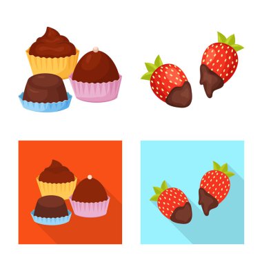 Gıda ve nefis logo vektör çizimi. Gıda ve web için kahverengi hisse senedi simgesi toplama.