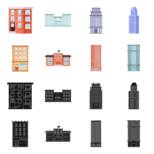 Vektor-Illustration von Gemeinde- und Ortsschildern. Set von Kommunal- und Nachlassvektorsymbolen für Aktien. — Stockvektor