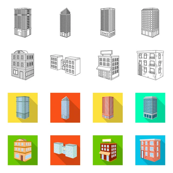 Vektor-Design der Konstruktion und Gebäude-Symbol. Sammlung von Bau- und Immobilienvektorsymbolen für Aktien. — Stockvektor