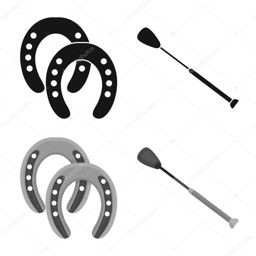 Isolated object of equipment and riding sign. Collection of equipment and competition stock symbol for web.