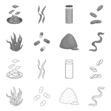 Protein ve deniz simge vektör Illustration. Protein ve web için doğal hisse senedi simgesi toplama.