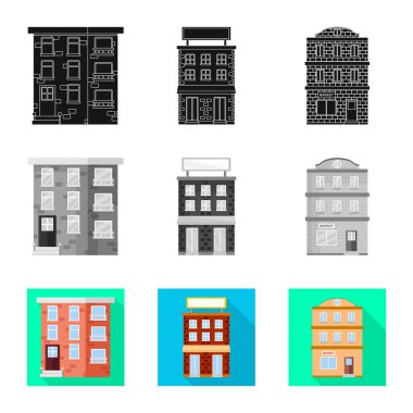 Belediye izole nesnesini ve merkezi sembolü. Emlak hisse senedi vektör çizim ve Belediye kümesi.