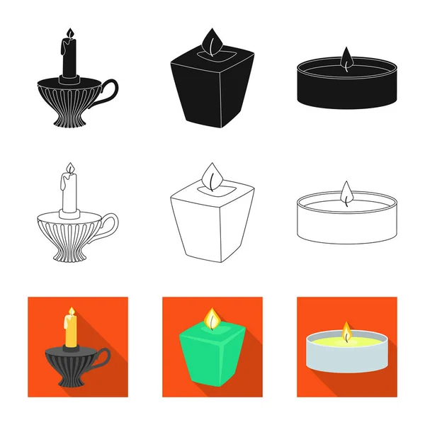 Objeto aislado de relajación y símbolo de llama. Conjunto de relajación y cera vector icono para stock . — Archivo Imágenes Vectoriales