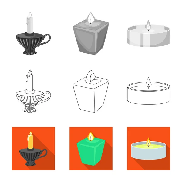 Ilustración vectorial de relajación y signo de llama. Colección de relajación y cera símbolo de stock para la web . — Archivo Imágenes Vectoriales