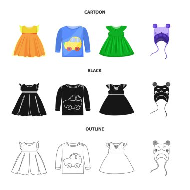 Moda ve giysi işareti yalıtılmış nesne. Hisse senedi için moda ve pamuk vektör simge topluluğu.