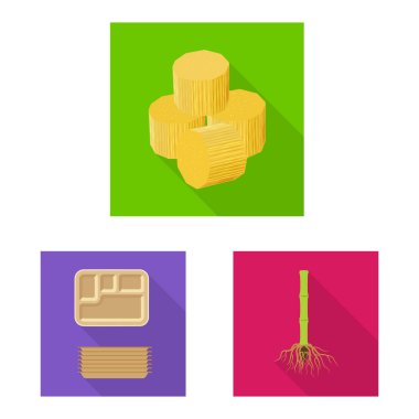 Bitki ve plantasyon logosuvektör illüstrasyon. Web için bitki ve tarım stok sembolü seti.